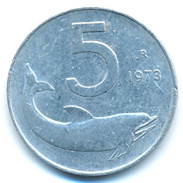 Италия, 5 лир (1973 г.)
