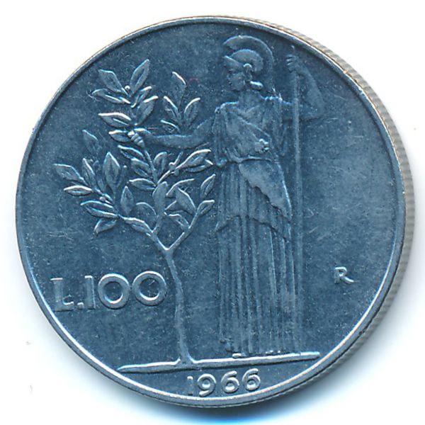 Италия, 100 лир (1966 г.)