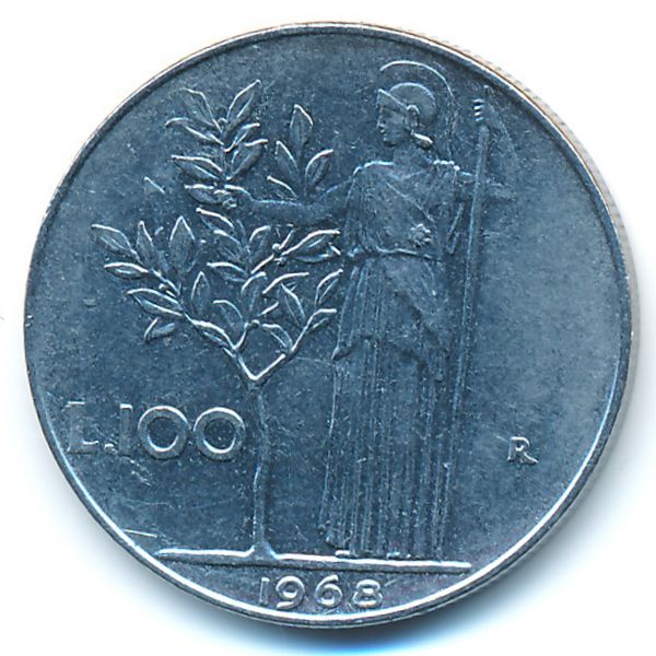 Италия, 100 лир (1968 г.)