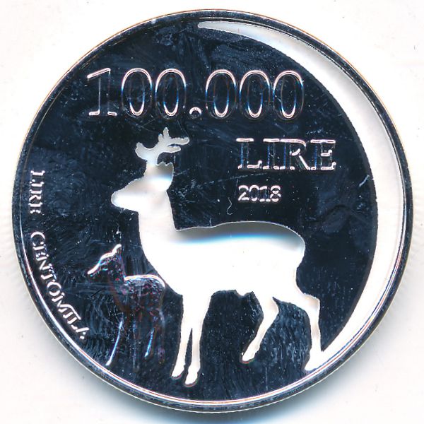 Кампионе-д’Италия., 100000 лир (2018 г.)