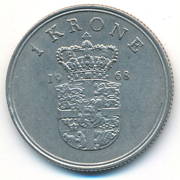 Дания, 1 крона (1968 г.)