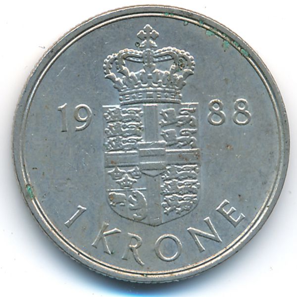 Дания, 1 крона (1988 г.)