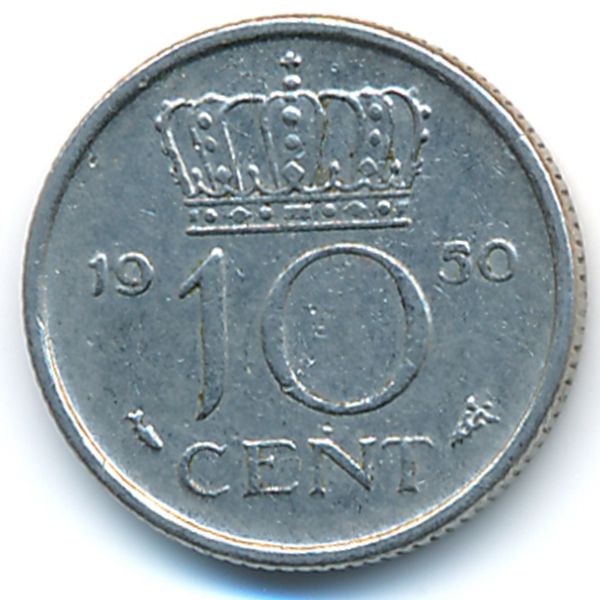 Нидерланды, 10 центов (1950 г.)
