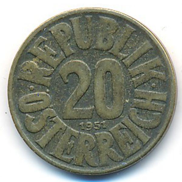 Австрия, 20 грошей (1951 г.)