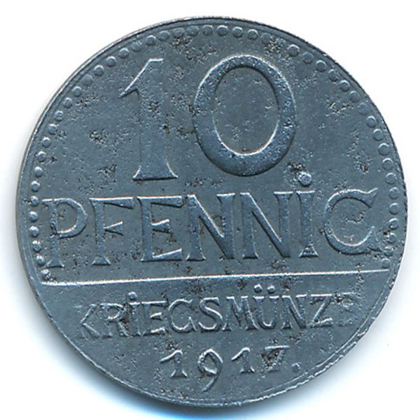 Юберлинген., 10 пфеннигов (1917 г.)