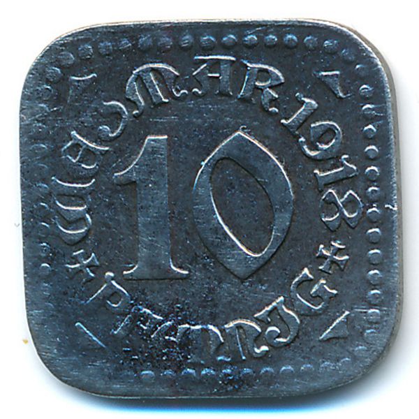 Веймар., 10 пфеннигов (1918 г.)