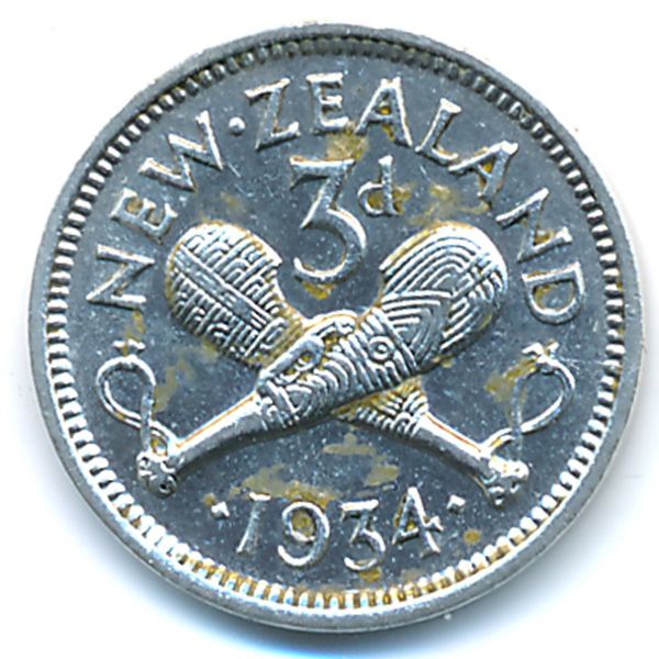 Новая Зеландия, 3 пенса (1934 г.)