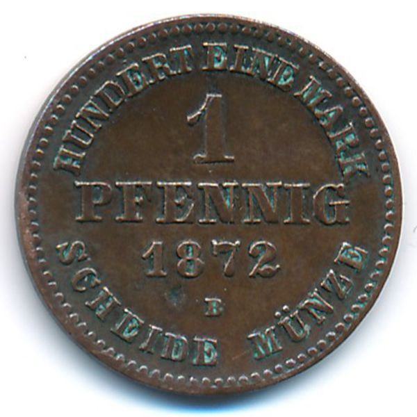 Мекленбург-Шверин, 1 пфенниг (1872 г.)