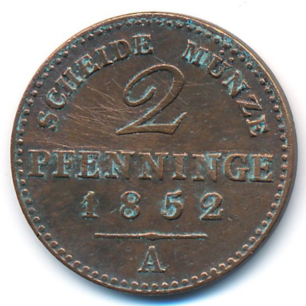 Пруссия, 2 пфеннинга (1852 г.)