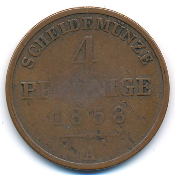 Шаумбург-Липпе, 4 пфеннига (1858 г.)