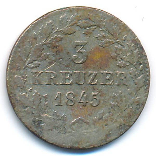Вюртемберг, 3 крейцера (1845 г.)