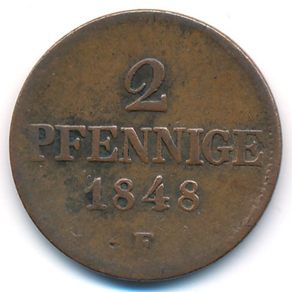 Саксония, 2 пфеннига (1848 г.)