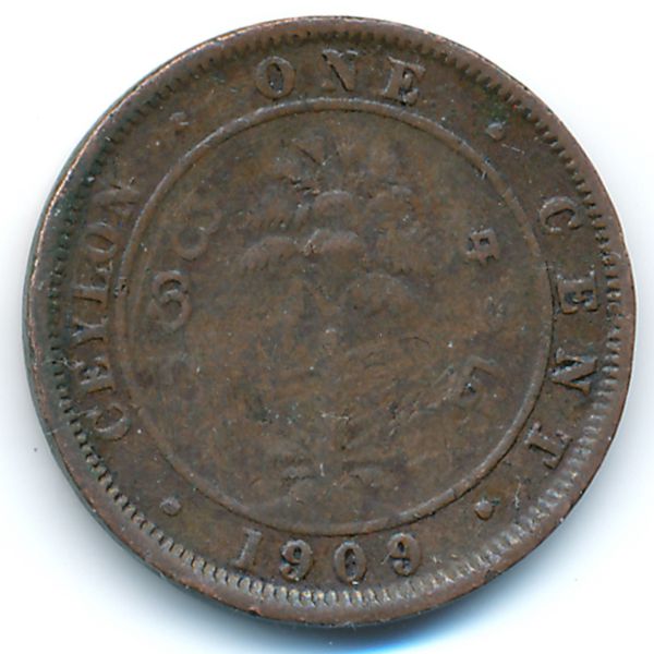 Цейлон, 1 цент (1909 г.)