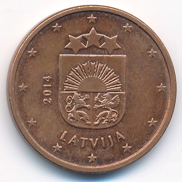Латвия, 5 евроцентов (2014 г.)