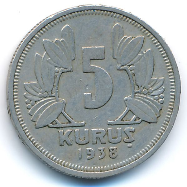 Турция, 5 куруш (1938 г.)