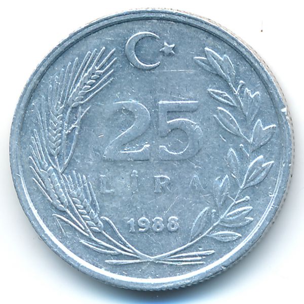Турция, 25 лир (1988 г.)