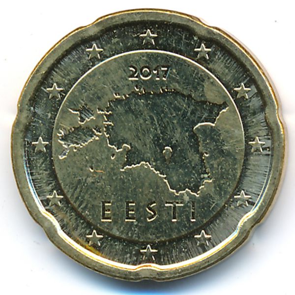 Эстония, 20 евроцентов (2017 г.)