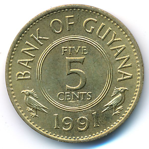 Гайана, 5 центов (1991 г.)
