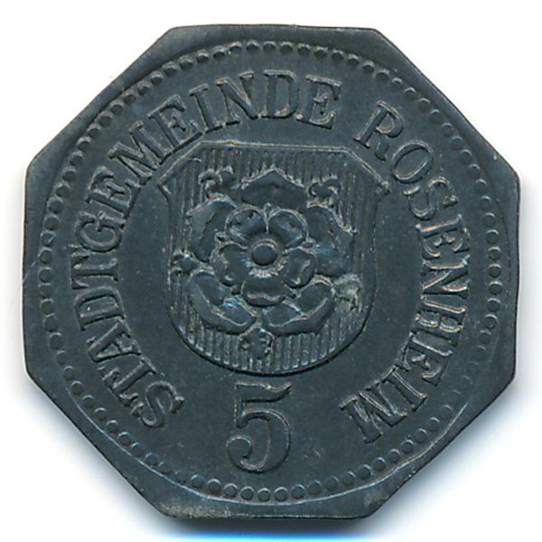 Розенхайм., 5 пфеннигов (1917 г.)