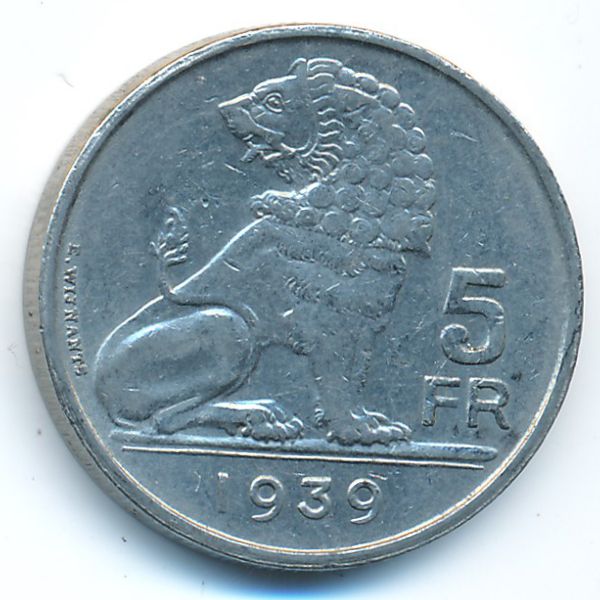 Бельгия, 5 франков (1939 г.)