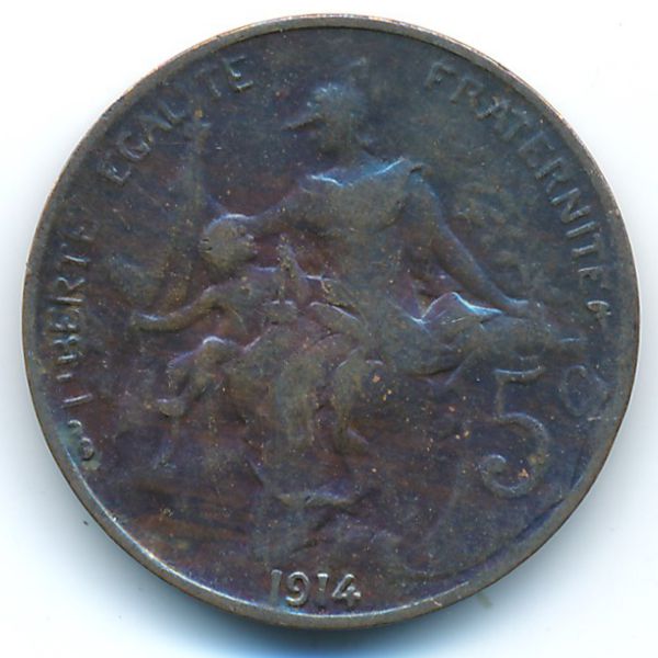 Франция, 5 сентим (1914 г.)