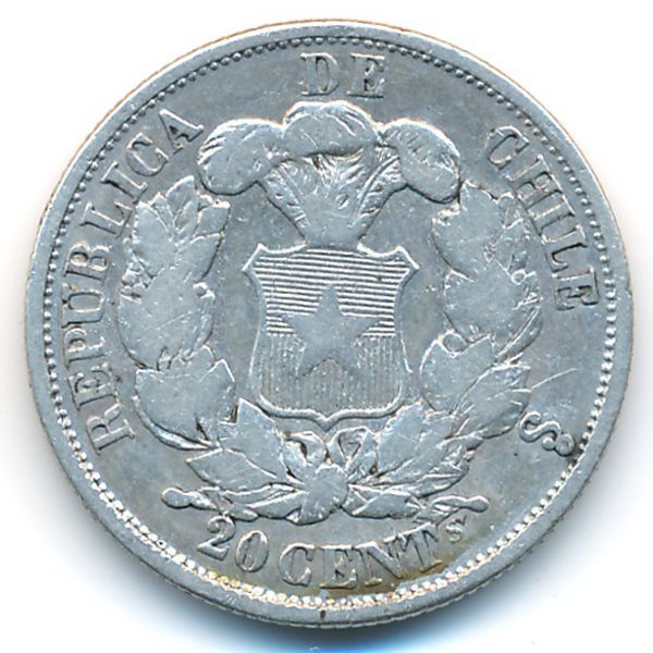 Чили, 20 сентаво (1866 г.)