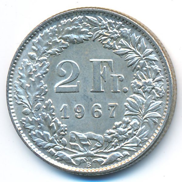 Швейцария, 2 франка (1967 г.)