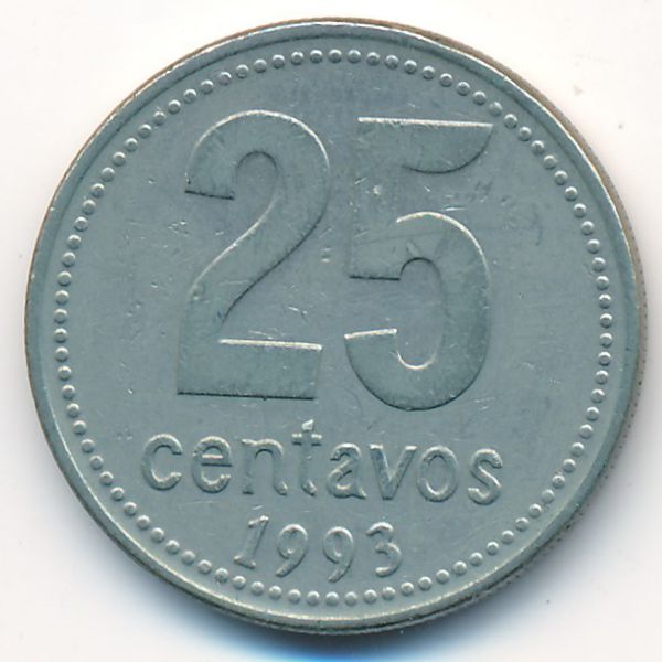 Аргентина, 25 сентаво (1993 г.)