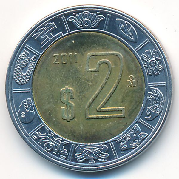Мексика, 2 песо (2011 г.)