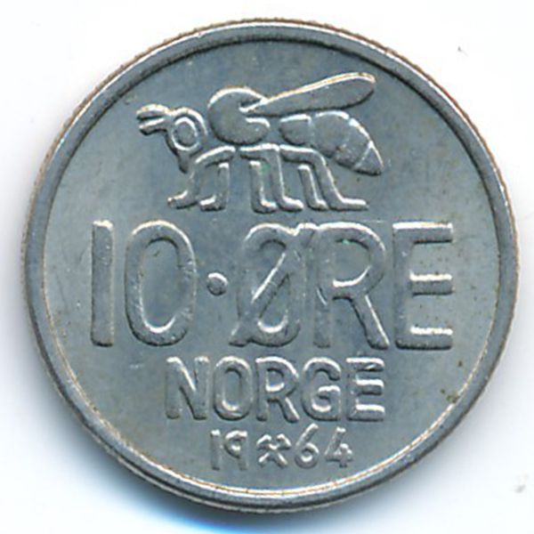 Норвегия, 10 эре (1964 г.)