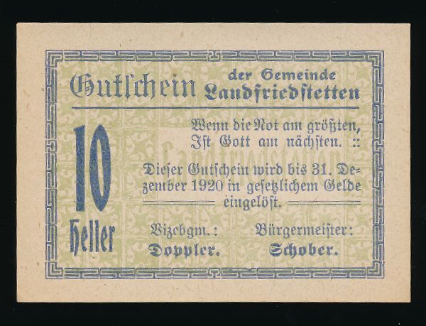 Нотгельды Австрии, 10 геллеров