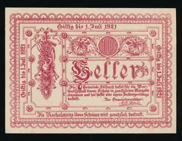 Нотгельды Австрии, 10 геллеров