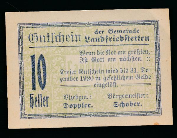 Нотгельды Австрии, 10 геллеров