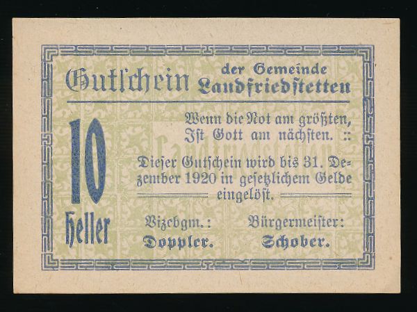 Нотгельды Австрии, 10 геллеров