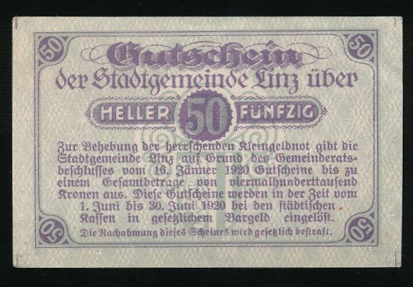 Нотгельды Австрии, 50 геллеров