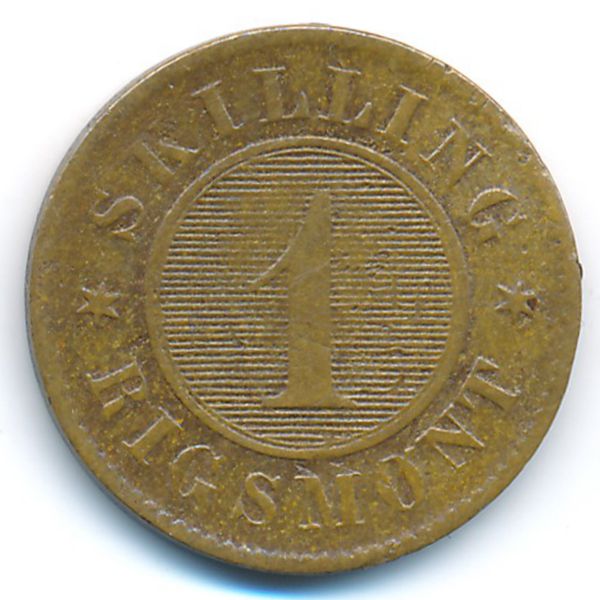 Дания, 1 скиллинг ригсмонт (1856 г.)