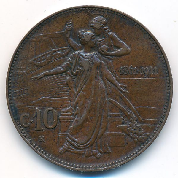 Италия, 10 чентезимо (1911 г.)
