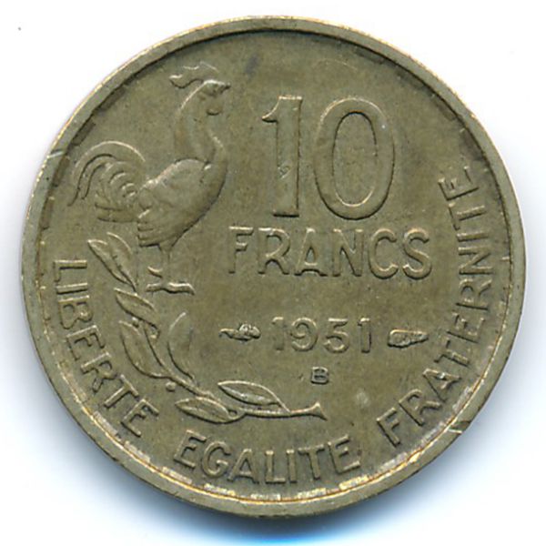 Франция, 10 франков (1951 г.)