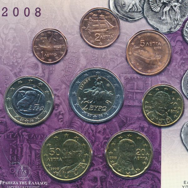 Греция, Набор монет (2008 г.)
