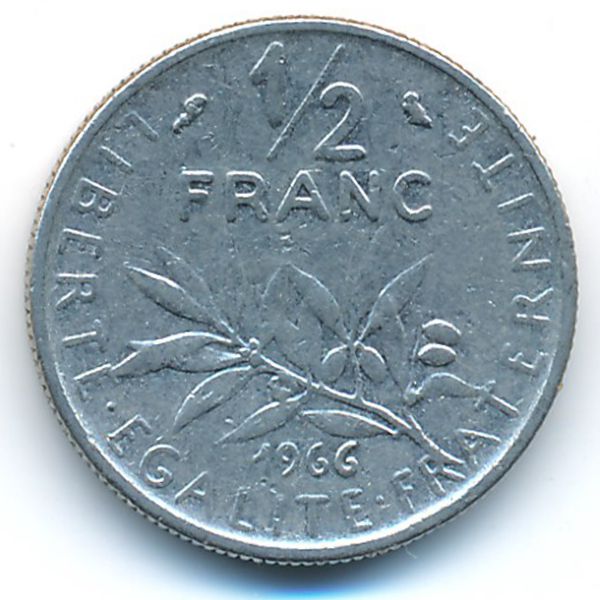 Франция, 1/2 франка (1966 г.)