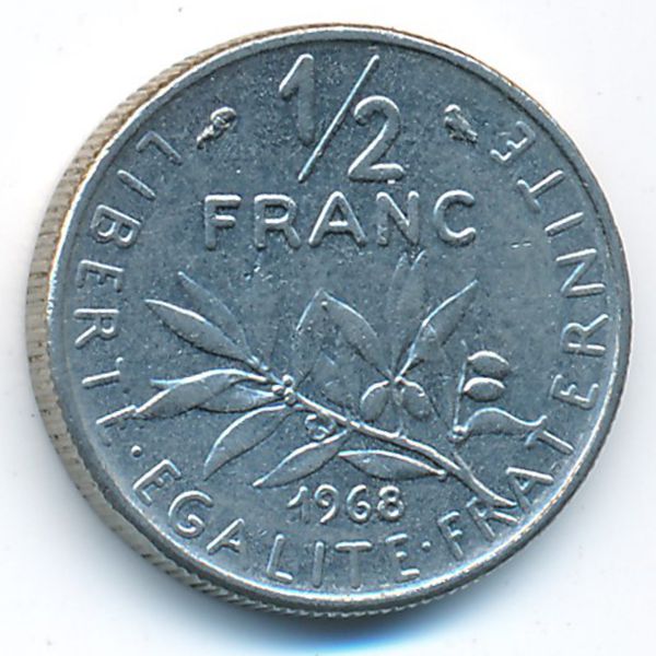 Франция, 1/2 франка (1968 г.)