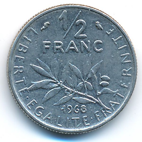 Франция, 1/2 франка (1968 г.)