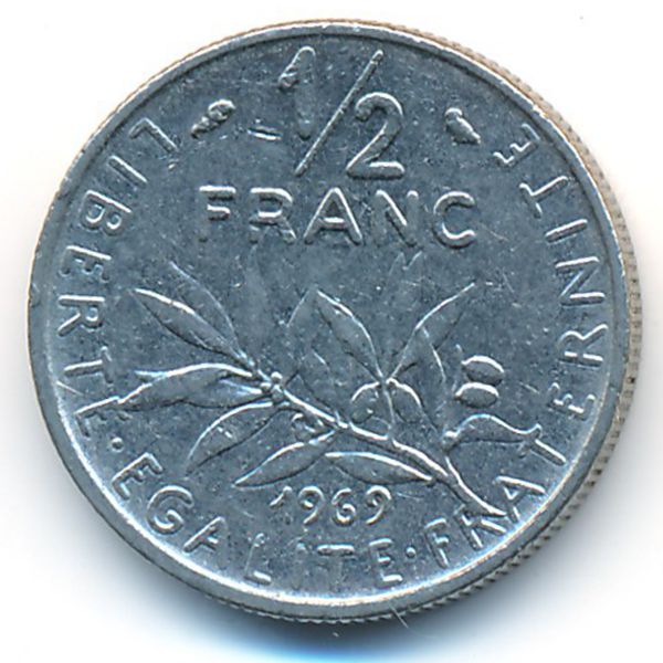 Франция, 1/2 франка (1969 г.)