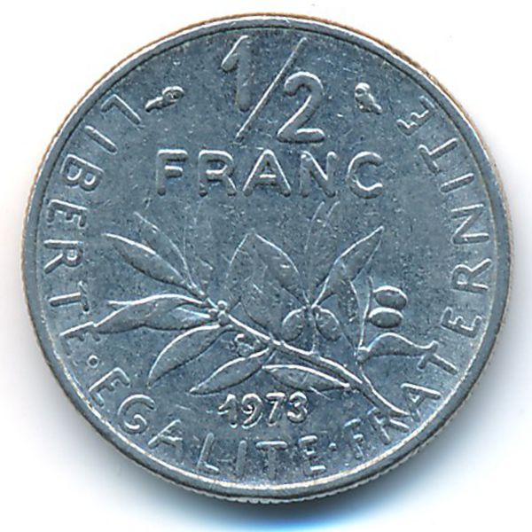 Франция, 1/2 франка (1973 г.)