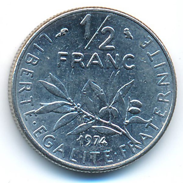 Франция, 1/2 франка (1974 г.)