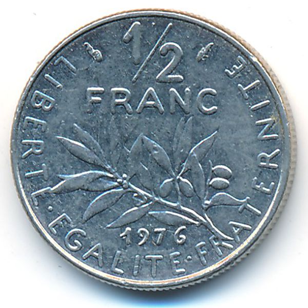 Франция, 1/2 франка (1976 г.)