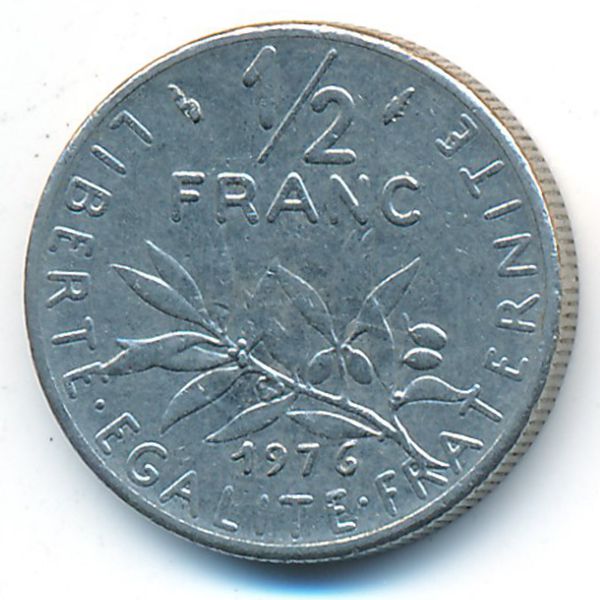 Франция, 1/2 франка (1976 г.)