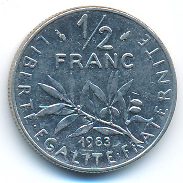 Франция, 1/2 франка (1983 г.)