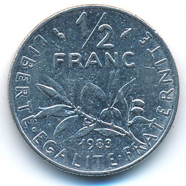 Франция, 1/2 франка (1983 г.)