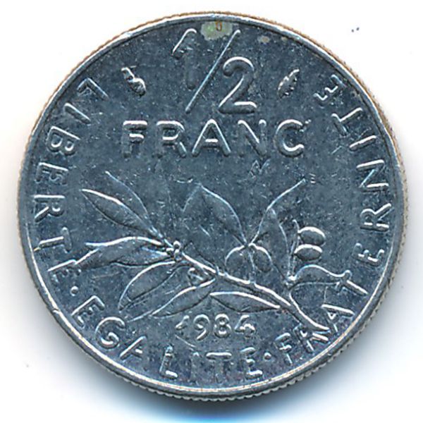 Франция, 1/2 франка (1984 г.)